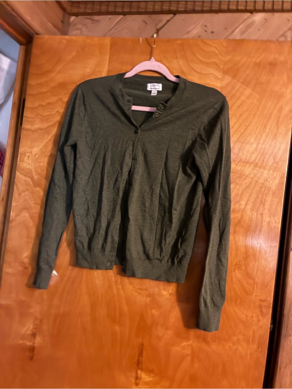 J. Crew Olive Green Lightweight Button-Front Cardigan